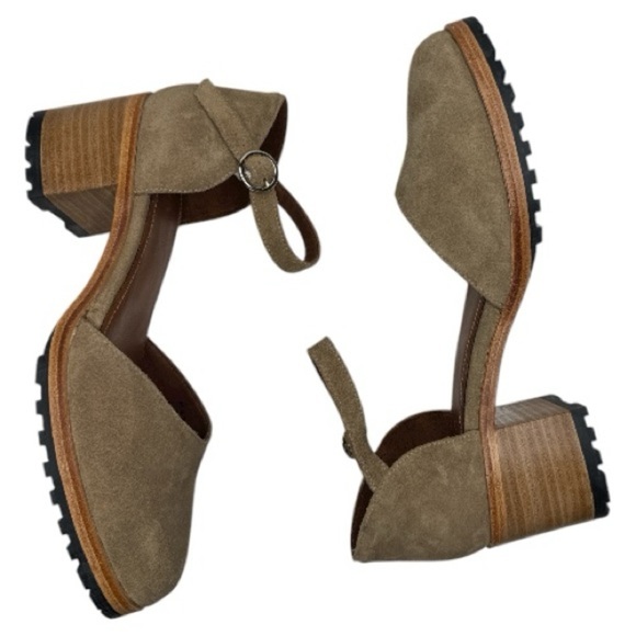 Patina by Portland Leather Suede Mary Jane Block Heel Shoes Taupe Size 10 - Picture 5 of 12